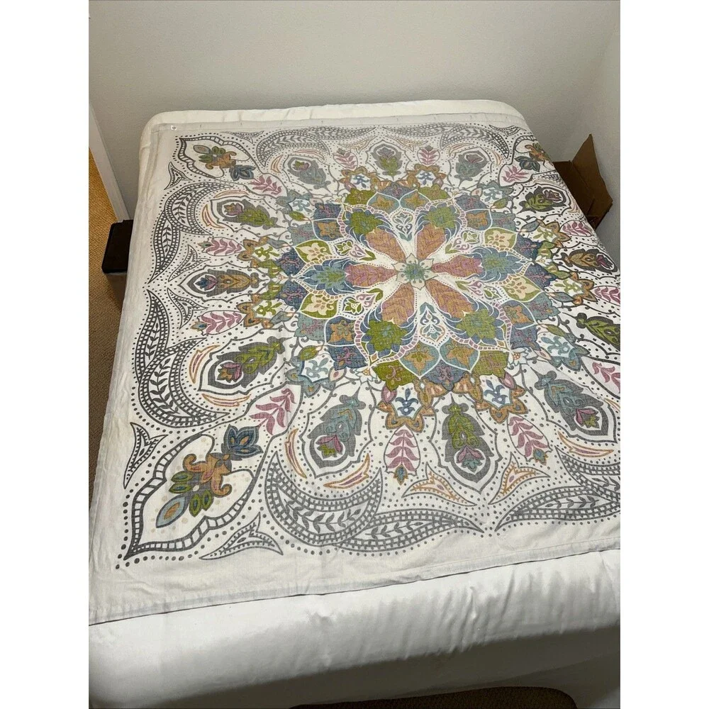 World Market Andana Medallion Shower Curtain 72x72 Multicolor Boho Mandala FLAW